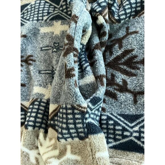 Vintage American Spirit Fleece V Neck Pullover Gray Tan Snowflakes-Size XL - Picture 6 of 7